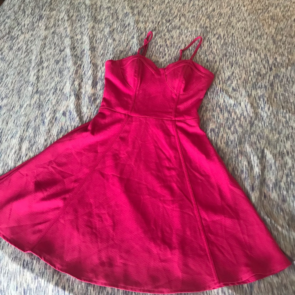 Pink fit and flare skater dress